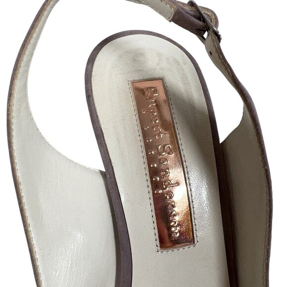 Rupert Sanderson Gaynor Heels Size EU 38 US 7 Suede Brown Peep Toe Sling Back - Picture 4 of 14